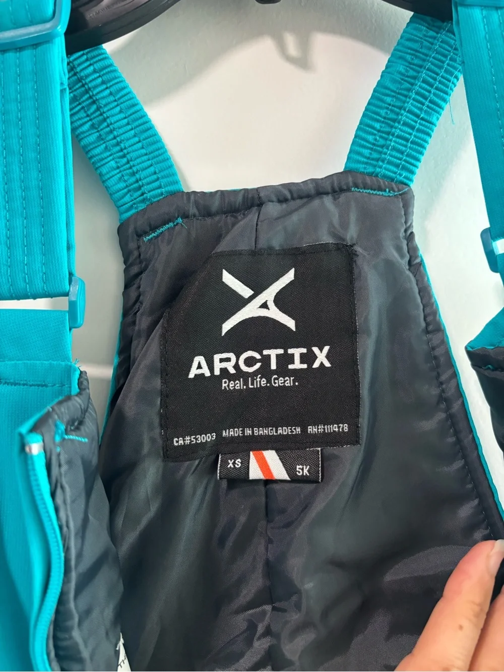 Arctix Teal Snow Bib Overalls with Black Chest Panel Girls Youth XS